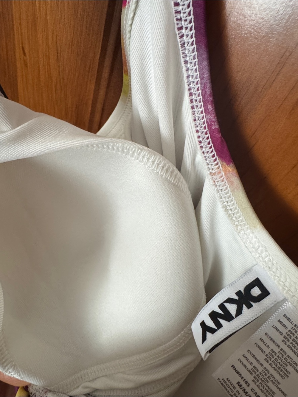 DKNY Tie-Dye One-Piece Swimsuit in Purple, Yellow & White - Picture 4 of 4